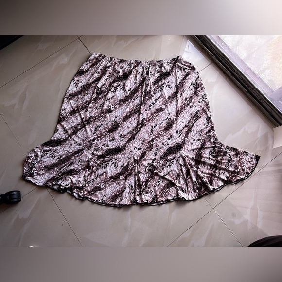 Jaclyn Smith Skirt Womens 2X Plus Brown Black Flare Lined Animal Print Side - Picture 14 of 15